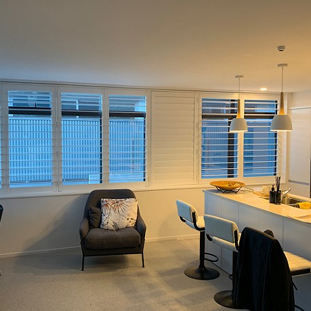 Large shutters and Marine Parade apartment have enhanced privacy